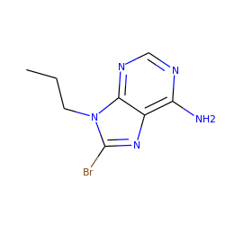 CCCn1c(Br)nc2c(N)ncnc21 ZINC000036476402