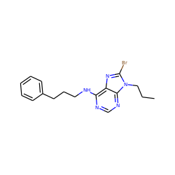 CCCn1c(Br)nc2c(NCCCc3ccccc3)ncnc21 ZINC000653812620