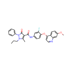 CCCn1c(C)c(C(=O)Nc2ccc(Oc3ccnc4cc(OC)ccc34)c(F)c2)c(=O)n1-c1ccccc1 ZINC000040864410