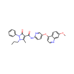 CCCn1c(C)c(C(=O)Nc2ccc(Oc3ccnc4cc(OC)ccc34)cn2)c(=O)n1-c1ccccc1 ZINC000084653006