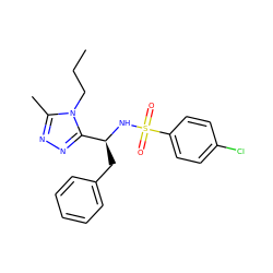 CCCn1c(C)nnc1[C@H](Cc1ccccc1)NS(=O)(=O)c1ccc(Cl)cc1 ZINC000299857821