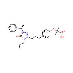 CCCn1c(CCCc2ccc(OC(C)(C)C(=O)O)cc2)nn([C@H](C)c2ccccc2)c1=O ZINC000027562640