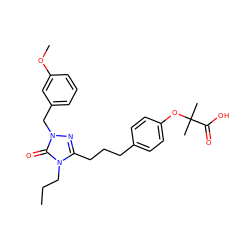 CCCn1c(CCCc2ccc(OC(C)(C)C(=O)O)cc2)nn(Cc2cccc(OC)c2)c1=O ZINC000012358347