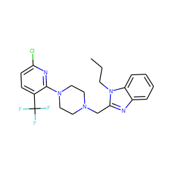 CCCn1c(CN2CCN(c3nc(Cl)ccc3C(F)(F)F)CC2)nc2ccccc21 ZINC000045388896