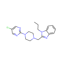 CCCn1c(CN2CCN(c3ncc(Cl)cn3)CC2)nc2ccccc21 ZINC000045347417