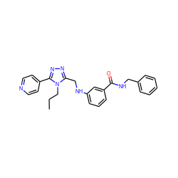 CCCn1c(CNc2cccc(C(=O)NCc3ccccc3)c2)nnc1-c1ccncc1 ZINC001772580402