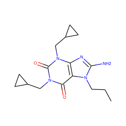 CCCn1c(N)nc2c1c(=O)n(CC1CC1)c(=O)n2CC1CC1 ZINC000012405545