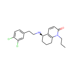 CCCn1c2c(ccc1=O)[C@H](NCCc1ccc(Cl)c(Cl)c1)CCC2 ZINC000013743279