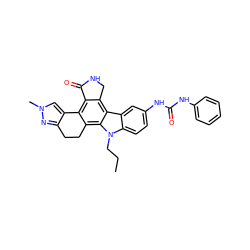 CCCn1c2ccc(NC(=O)Nc3ccccc3)cc2c2c3c(c4c(c21)CCc1nn(C)cc1-4)C(=O)NC3 ZINC000036338908