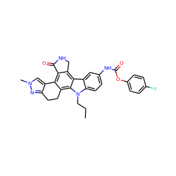 CCCn1c2ccc(NC(=O)Oc3ccc(F)cc3)cc2c2c3c(c4c(c21)CCc1nn(C)cc1-4)C(=O)NC3 ZINC000036338904