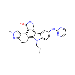 CCCn1c2ccc(Nc3ncccn3)cc2c2c3c(c4c(c21)CCc1nn(C)cc1-4)C(=O)NC3 ZINC000084615748