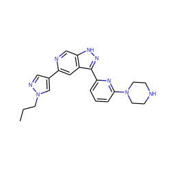 CCCn1cc(-c2cc3c(-c4cccc(N5CCNCC5)n4)n[nH]c3cn2)cn1 ZINC000205246312