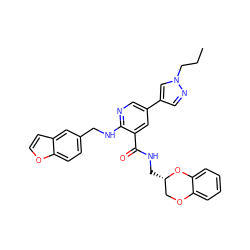 CCCn1cc(-c2cnc(NCc3ccc4occc4c3)c(C(=O)NC[C@H]3COc4ccccc4O3)c2)cn1 ZINC000473136190