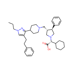 CCCn1cc(CCc2ccccc2)c(C2CCN(C[C@H]3CN([C@@H](C(=O)O)C4CCCCC4)C[C@@H]3c3ccccc3)CC2)n1 ZINC000028010068