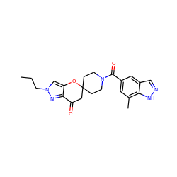 CCCn1cc2c(n1)C(=O)CC1(CCN(C(=O)c3cc(C)c4[nH]ncc4c3)CC1)O2 ZINC000073296433