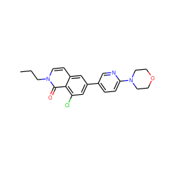 CCCn1ccc2cc(-c3ccc(N4CCOCC4)nc3)cc(Cl)c2c1=O ZINC000066077730