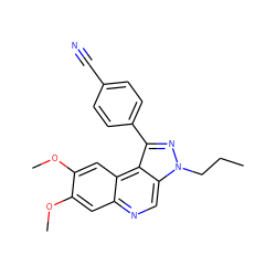 CCCn1nc(-c2ccc(C#N)cc2)c2c3cc(OC)c(OC)cc3ncc21 ZINC000169704832