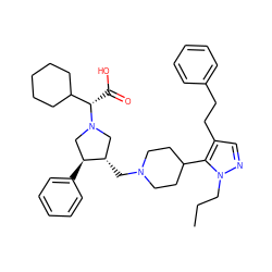 CCCn1ncc(CCc2ccccc2)c1C1CCN(C[C@H]2CN([C@@H](C(=O)O)C3CCCCC3)C[C@@H]2c2ccccc2)CC1 ZINC000028011255