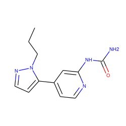 CCCn1nccc1-c1ccnc(NC(N)=O)c1 ZINC000144510036