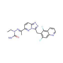 CCN(/N=C(\C)c1ccc2nnc(Cc3c(F)cc4ncccc4c3F)n2n1)C(N)=O ZINC000096169155