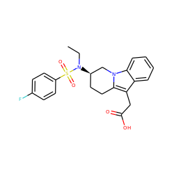 CCN([C@@H]1CCc2c(CC(=O)O)c3ccccc3n2C1)S(=O)(=O)c1ccc(F)cc1 ZINC000066104027