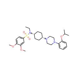 CCN([C@H]1CC[C@@H](N2CCN(c3ccccc3OC(C)C)CC2)CC1)S(=O)(=O)c1ccc(OC)c(OC)c1 ZINC000101151423