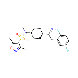 CCN([C@H]1CC[C@H]([C@H](N)Cc2cc(F)ccc2F)CC1)S(=O)(=O)c1c(C)noc1C ZINC000261187889