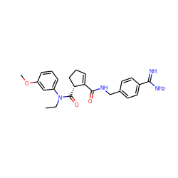 CCN(C(=O)[C@@H]1CCC=C1C(=O)NCc1ccc(C(=N)N)cc1)c1cccc(OC)c1 ZINC000013493944