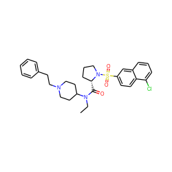 CCN(C(=O)[C@@H]1CCCN1S(=O)(=O)c1ccc2c(Cl)cccc2c1)C1CCN(CCc2ccccc2)CC1 ZINC000028895423