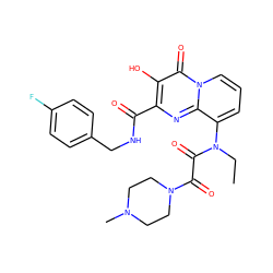 CCN(C(=O)C(=O)N1CCN(C)CC1)c1cccn2c(=O)c(O)c(C(=O)NCc3ccc(F)cc3)nc12 ZINC000045498614