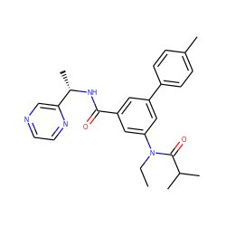 CCN(C(=O)C(C)C)c1cc(C(=O)N[C@@H](C)c2cnccn2)cc(-c2ccc(C)cc2)c1 ZINC000143409341