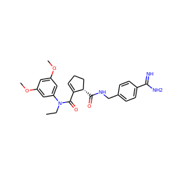 CCN(C(=O)C1=CCC[C@@H]1C(=O)NCc1ccc(C(=N)N)cc1)c1cc(OC)cc(OC)c1 ZINC000013493917