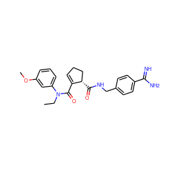 CCN(C(=O)C1=CCC[C@@H]1C(=O)NCc1ccc(C(=N)N)cc1)c1cccc(OC)c1 ZINC000013493899