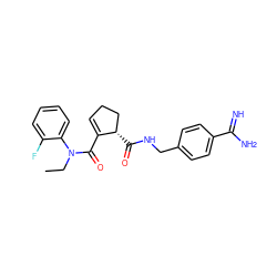 CCN(C(=O)C1=CCC[C@@H]1C(=O)NCc1ccc(C(=N)N)cc1)c1ccccc1F ZINC000013493906