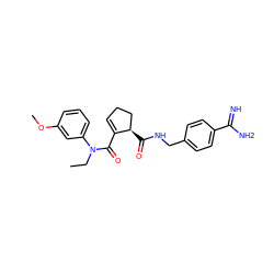 CCN(C(=O)C1=CCC[C@H]1C(=O)NCc1ccc(C(=N)N)cc1)c1cccc(OC)c1 ZINC000013493900