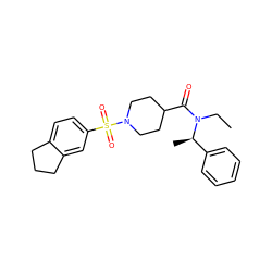 CCN(C(=O)C1CCN(S(=O)(=O)c2ccc3c(c2)CCC3)CC1)[C@H](C)c1ccccc1 ZINC000204960823