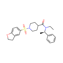 CCN(C(=O)C1CCN(S(=O)(=O)c2ccc3c(c2)CCO3)CC1)[C@H](C)c1ccccc1 ZINC000204960924