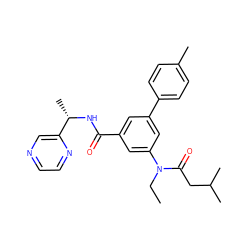 CCN(C(=O)CC(C)C)c1cc(C(=O)N[C@@H](C)c2cnccn2)cc(-c2ccc(C)cc2)c1 ZINC000143014647