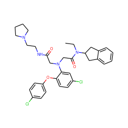 CCN(C(=O)CN(CC(=O)NCCN1CCCC1)c1cc(Cl)ccc1Oc1ccc(Cl)cc1)C1Cc2ccccc2C1 ZINC000473091481