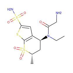 CCN(C(=O)CN)[C@H]1C[C@H](C)S(=O)(=O)c2sc(S(N)(=O)=O)cc21 ZINC000013800481