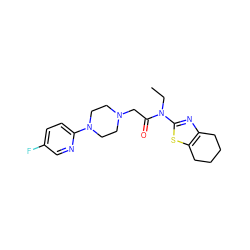 CCN(C(=O)CN1CCN(c2ccc(F)cn2)CC1)c1nc2c(s1)CCCC2 ZINC000096258499