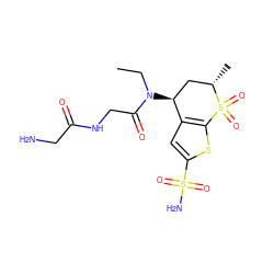 CCN(C(=O)CNC(=O)CN)[C@H]1C[C@H](C)S(=O)(=O)c2sc(S(N)(=O)=O)cc21 ZINC000013800680