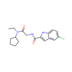 CCN(C(=O)CNC(=O)c1cc2cc(Cl)ccc2[nH]1)C1CCCC1 ZINC000028128969