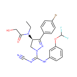 CCN(C(=O)CO)[C@@H]1CN(C(=NC#N)Nc2cccc(OC(F)F)c2)N=C1c1ccc(Br)cc1 ZINC000653870685