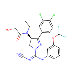 CCN(C(=O)CO)[C@@H]1CN(C(=NC#N)Nc2cccc(OC(F)F)c2)N=C1c1ccc(Cl)c(Cl)c1 ZINC000504786914