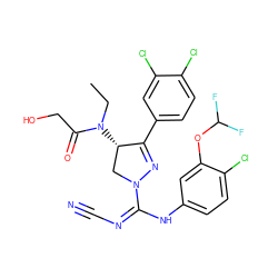 CCN(C(=O)CO)[C@H]1CN(C(=NC#N)Nc2ccc(Cl)c(OC(F)F)c2)N=C1c1ccc(Cl)c(Cl)c1 ZINC000653864024