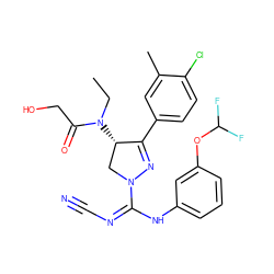 CCN(C(=O)CO)[C@H]1CN(C(=NC#N)Nc2cccc(OC(F)F)c2)N=C1c1ccc(Cl)c(C)c1 ZINC000653869527