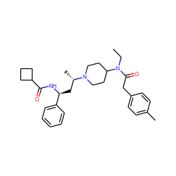 CCN(C(=O)Cc1ccc(C)cc1)C1CCN([C@@H](C)C[C@H](NC(=O)C2CCC2)c2ccccc2)CC1 ZINC000040394067