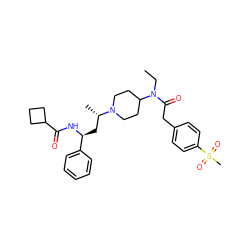 CCN(C(=O)Cc1ccc(S(C)(=O)=O)cc1)C1CCN([C@@H](C)C[C@H](NC(=O)C2CCC2)c2ccccc2)CC1 ZINC000044360033