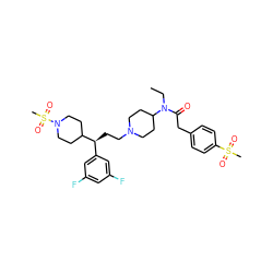 CCN(C(=O)Cc1ccc(S(C)(=O)=O)cc1)C1CCN(CC[C@@H](c2cc(F)cc(F)c2)C2CCN(S(C)(=O)=O)CC2)CC1 ZINC000043101474